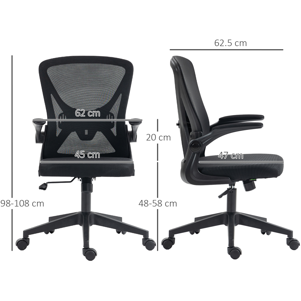 Portland Black Mesh Office Chair with Flip Up Armrests Image 7