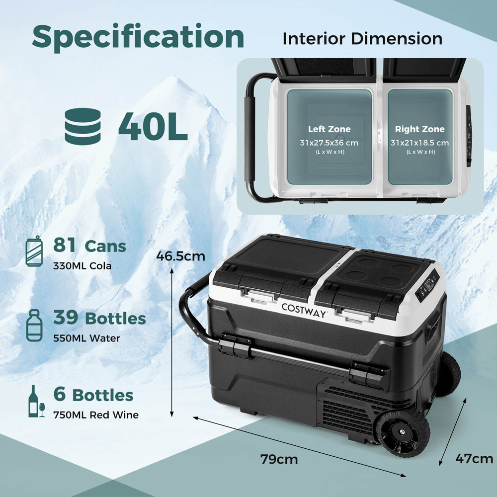 Costway Black Portable Car Refrigerator 40L Image 9