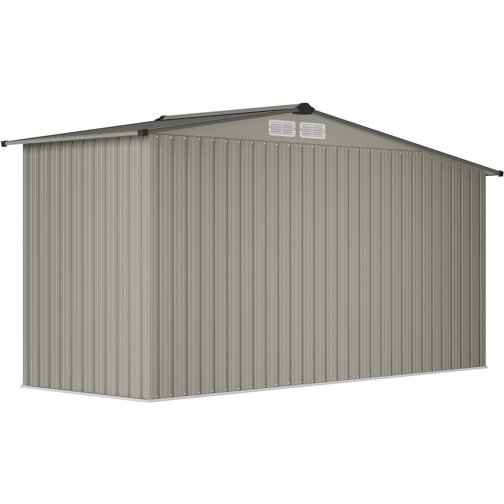 Living and Home 4 x 8ft Grey Aluminium Apex Garden Shed with Log Storage Image 6