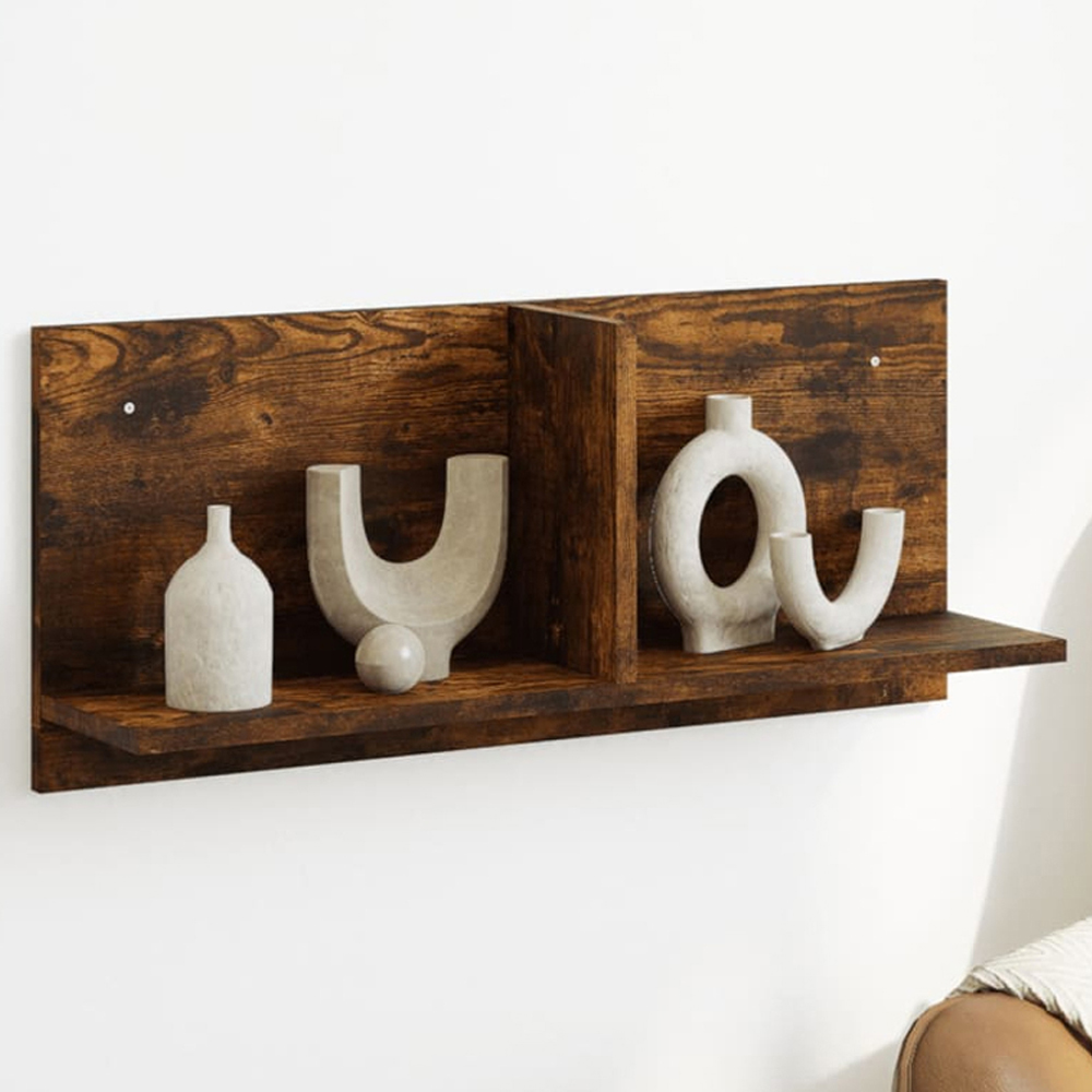 vidaXL 70 x 16.5 x 30cm Smoked Oak Wooden Wall Cabinet Image 1
