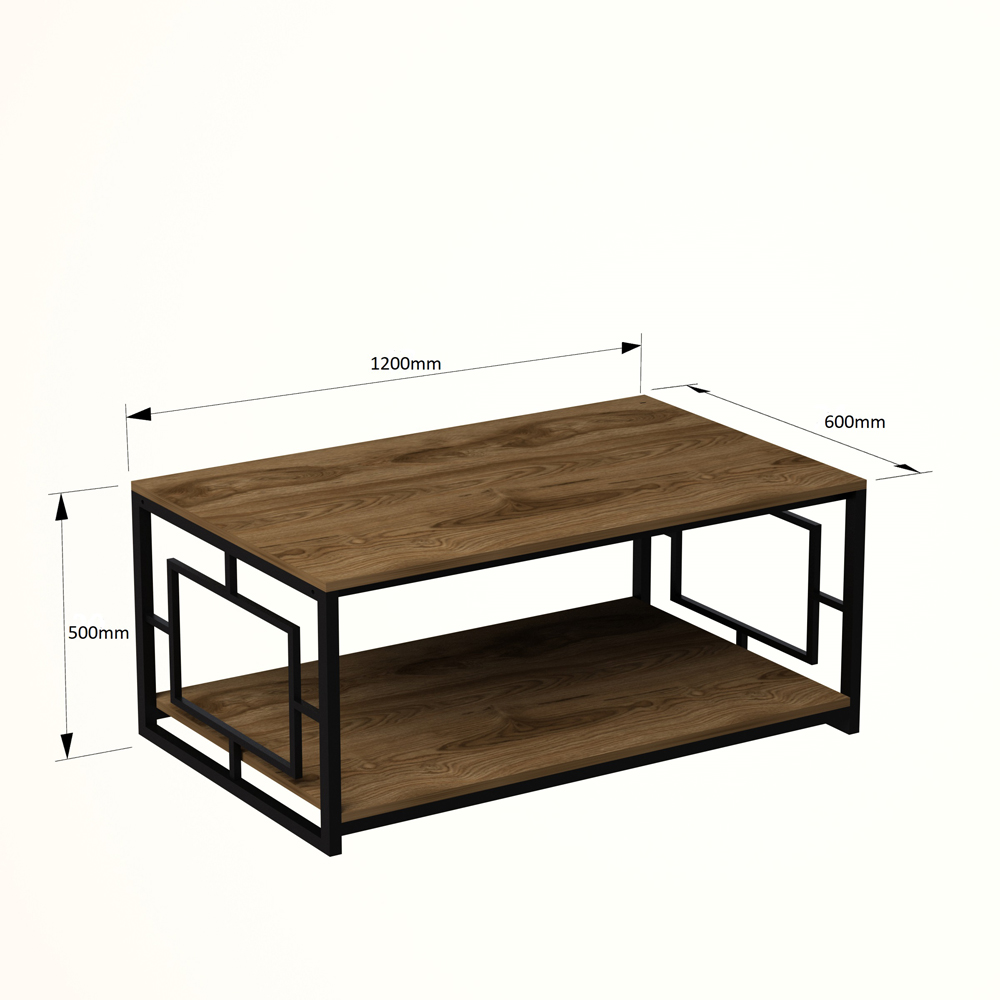 Decorotika Kelvin Single Shelf Black and Walnut Coffee Table Image 7