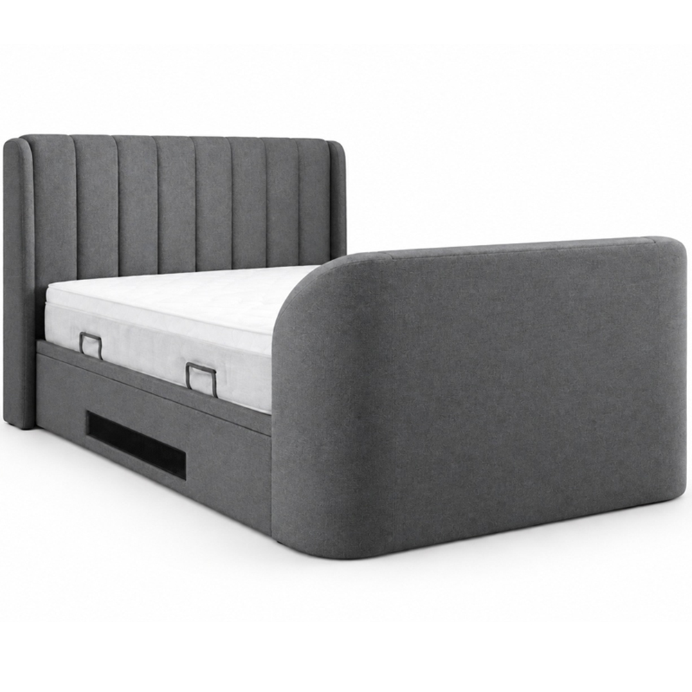 Webb Daniels Mayfair Double Grey Fabric Ottoman Media TV Bed with 2.1 Soundbar Image 2