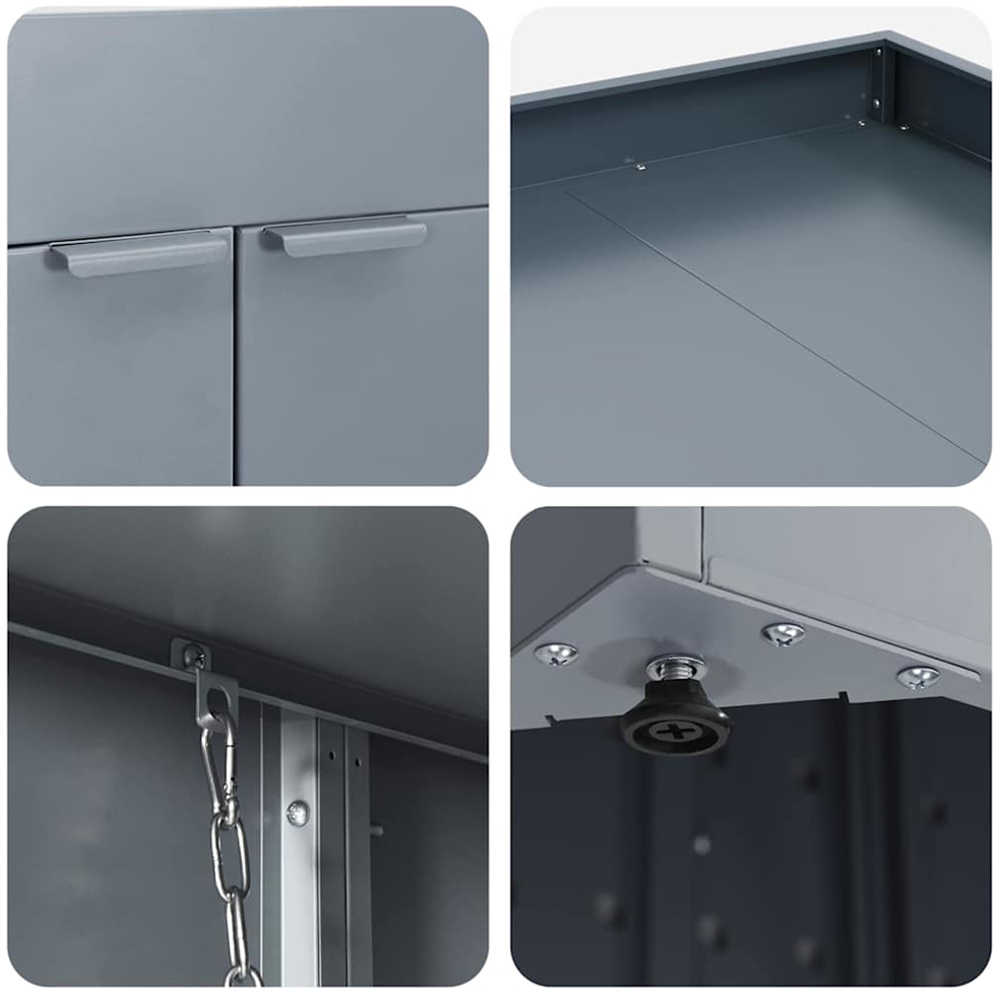 vidaXL Light Grey 2 Wheelie Bin Storage Shed with Planter Roof Image 8