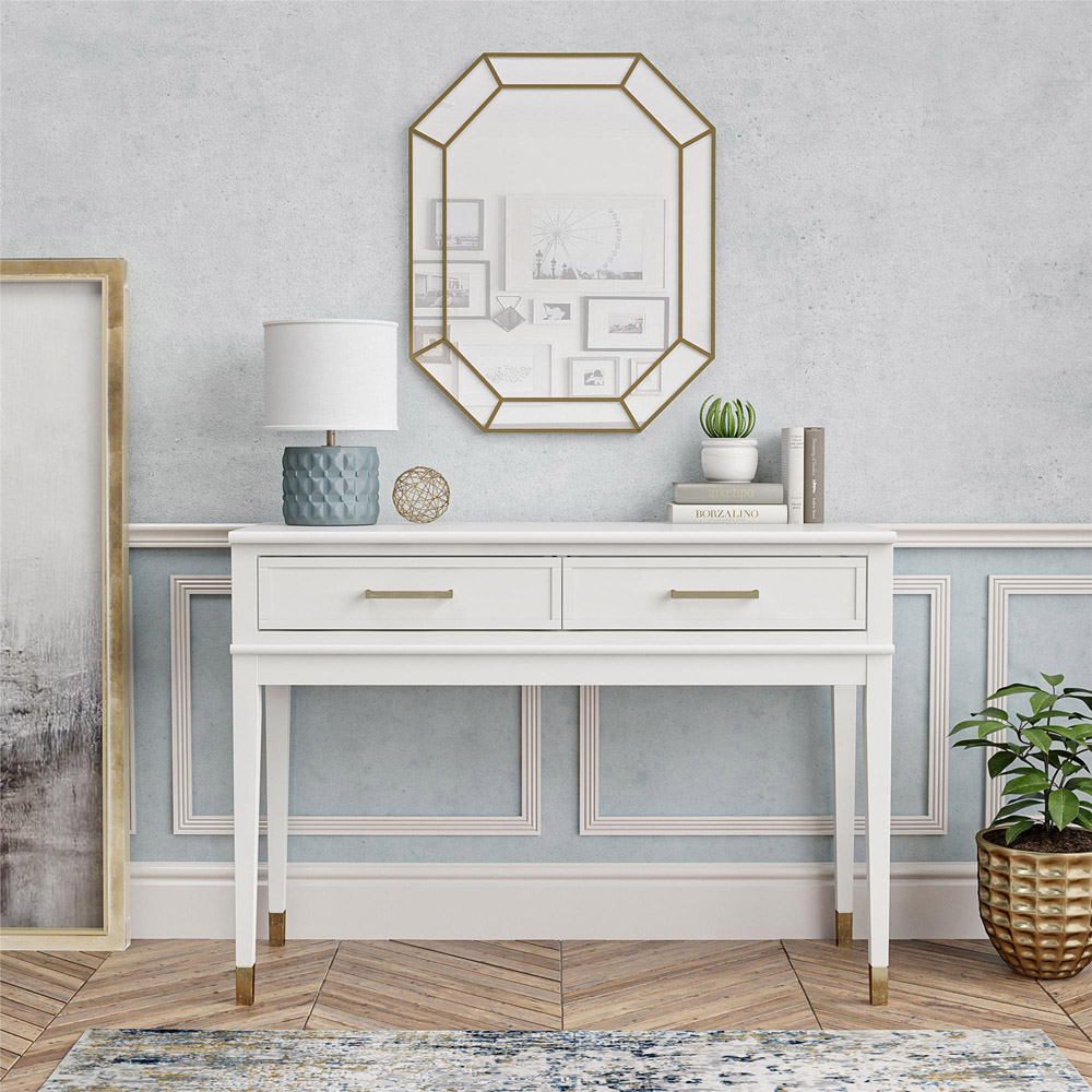 Dorel Home Westerleigh 2 Drawer White Console Table Image 6