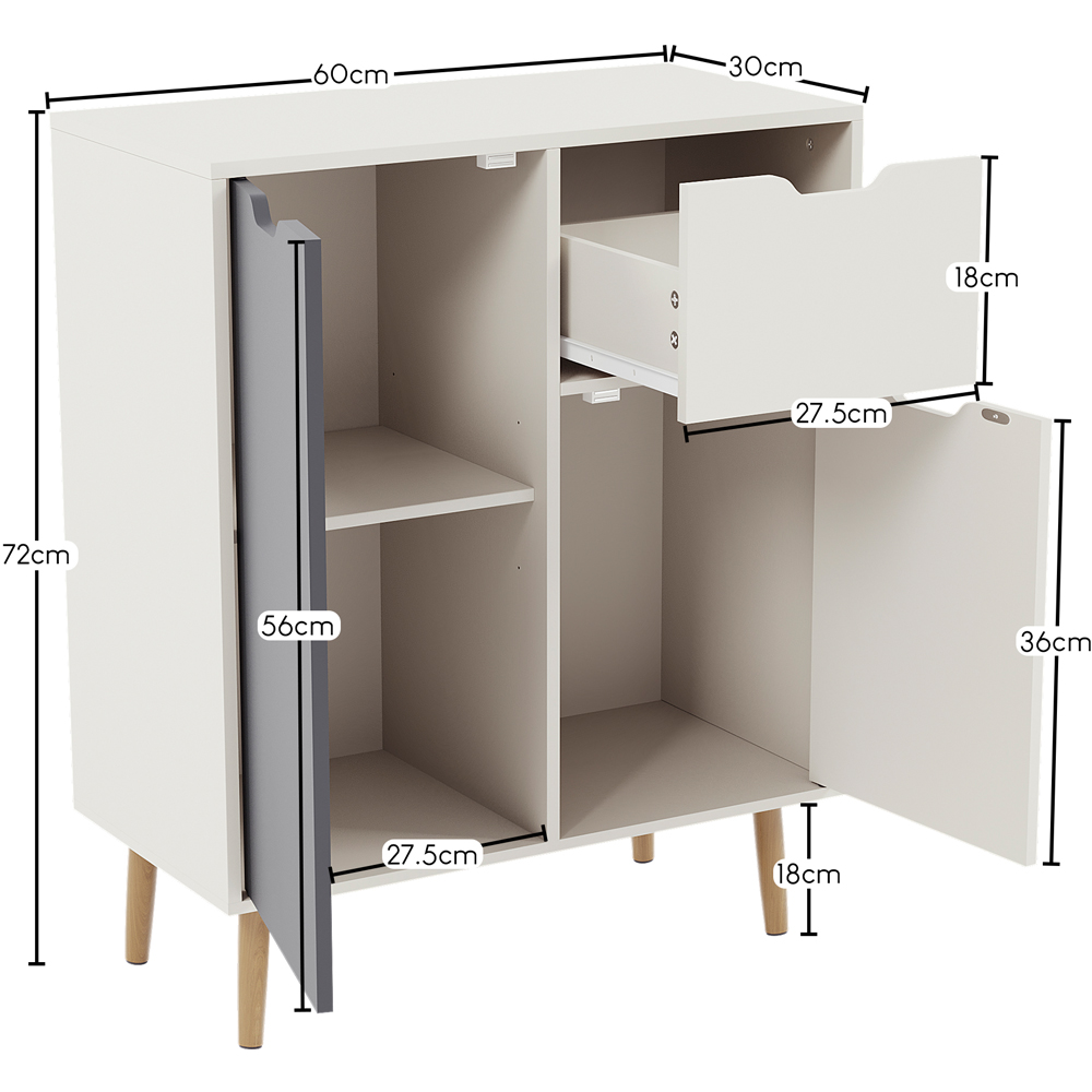 Vida Designs 2 Door Single Drawer Grey and White Sideboard Image 8