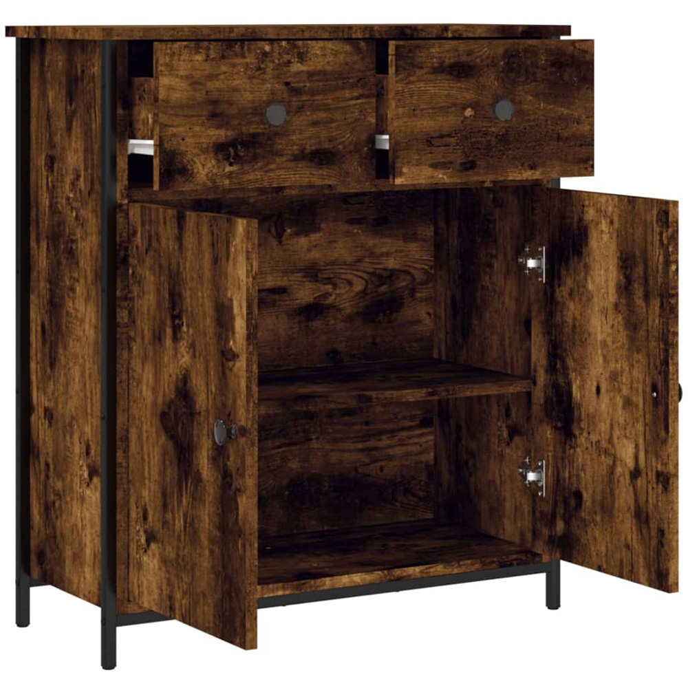 vidaXL 2 Door 2 Drawer Smoked Oak Sideboard Image 5