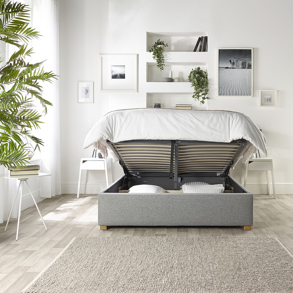 Catherine Lansfield Soho Single Grey Twill Ottoman Wing Bed Image 2