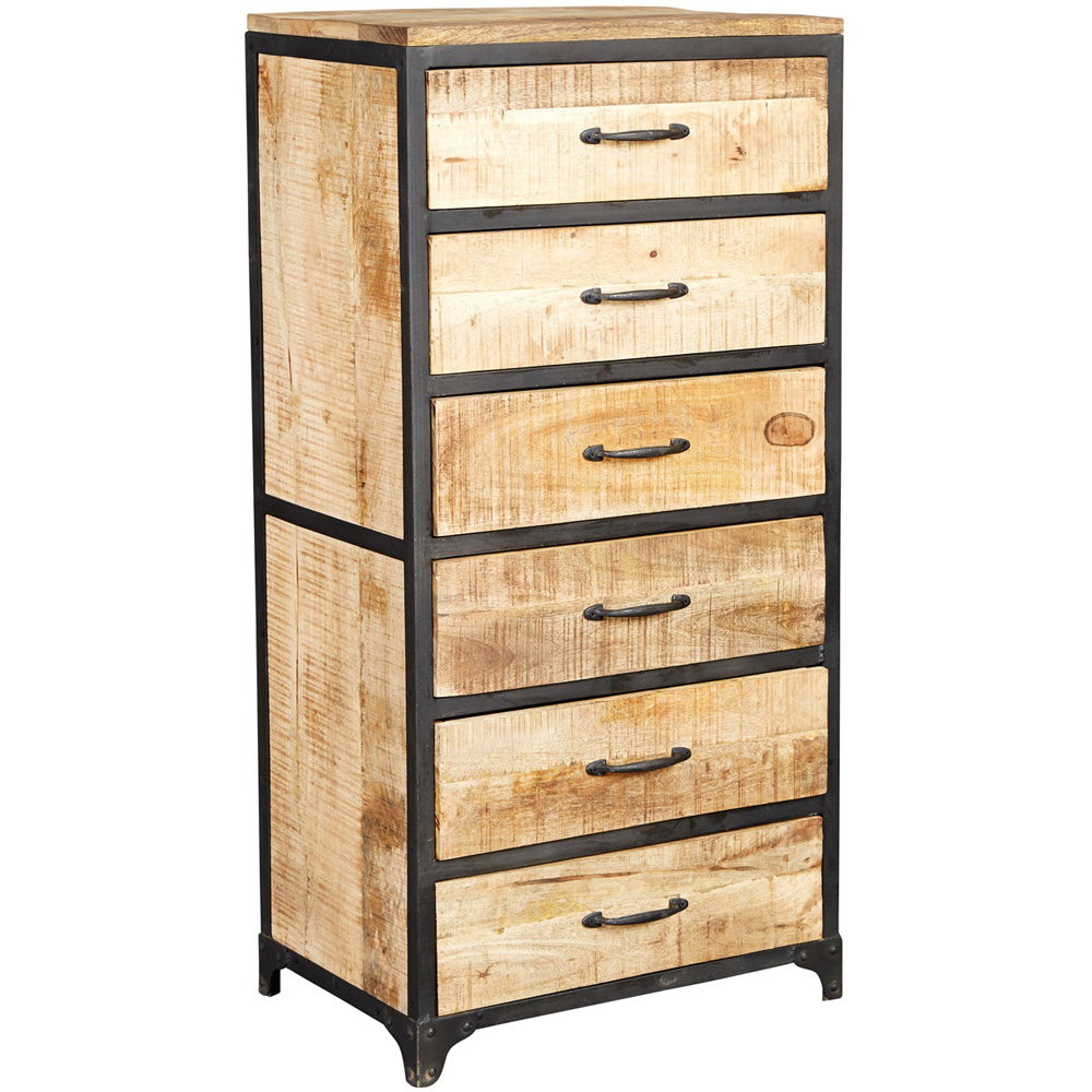 Brooklyn Carnaby 6 Drawer Industrial Tall Chest of Drawers Image 2