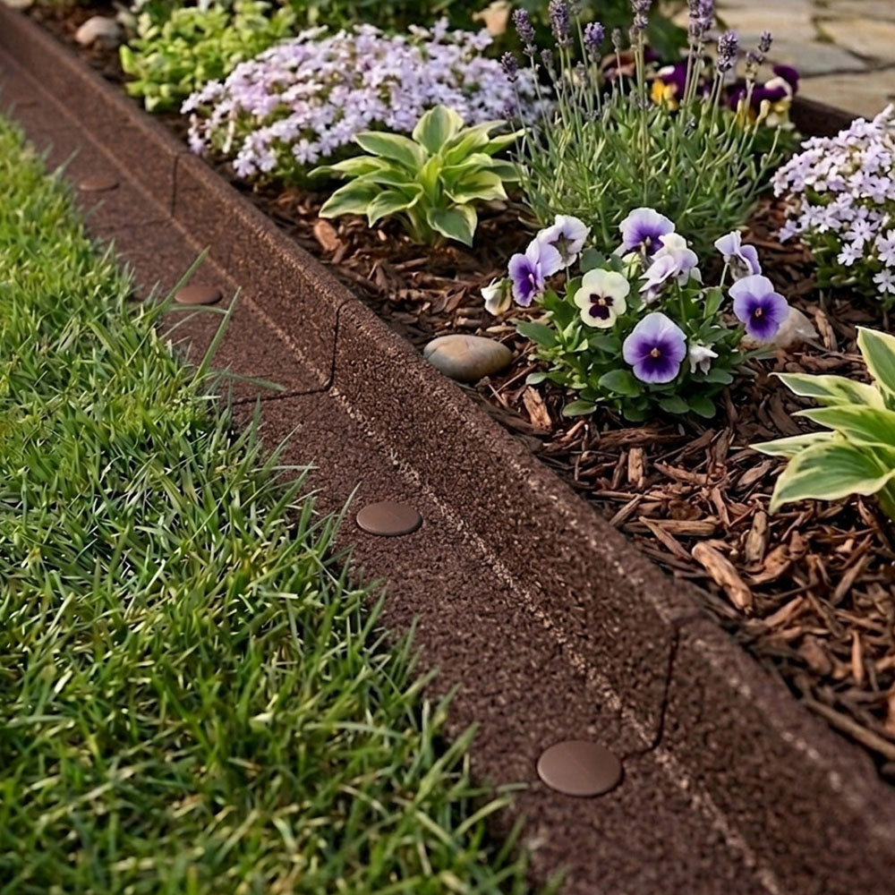 MonsterShop 1.2m 4 Pack Brown Flexible Lawn Edging Image 2