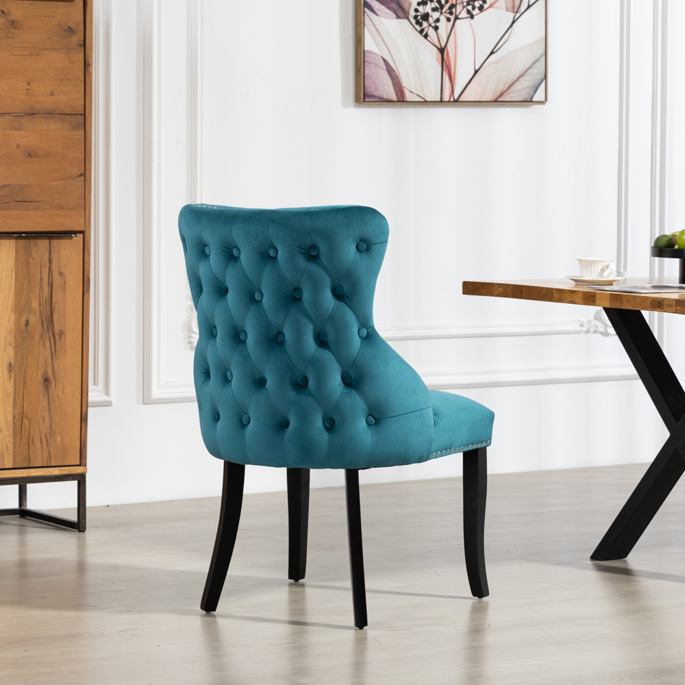 Artemis Home Palata Set of 2 Teal Velvet Fabric Dining Chair Image 5