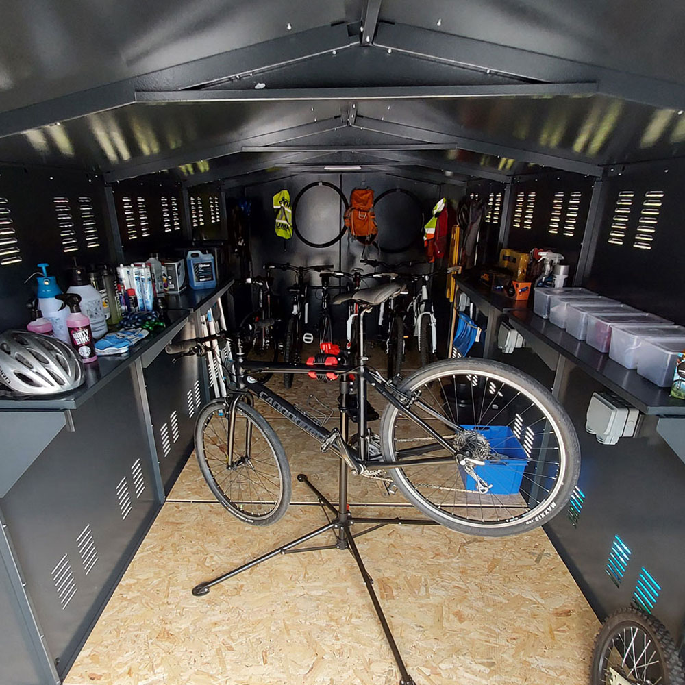 Asgard Gladiator 7 x 18ft Double Door Grey High Security Apex Bike Shed Image 4