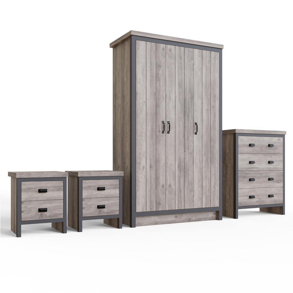 GFW Boston Grey 4 Piece Bedroom Furniture Set Image 2