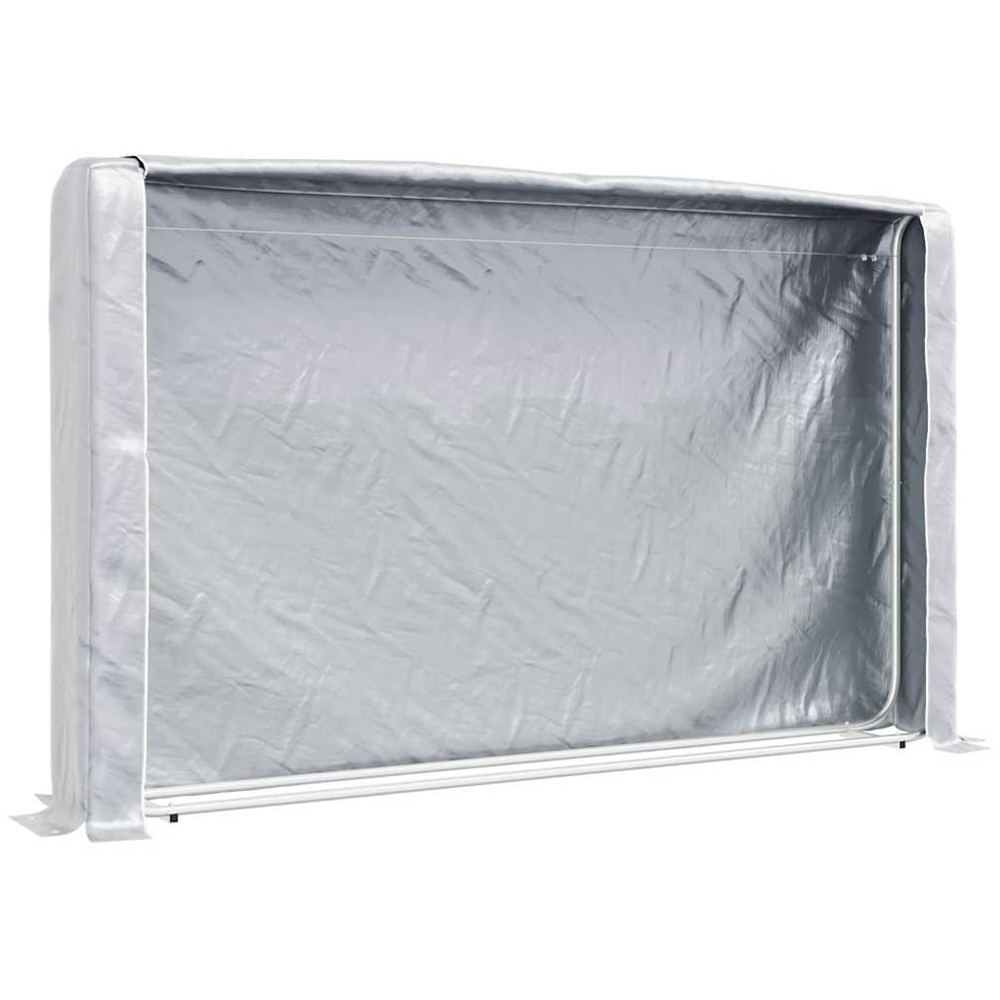 vidaXL Galvanised Steel Wire Silver Firewood Rack with Rain Cover 250 x 25 x 150cm Image 1