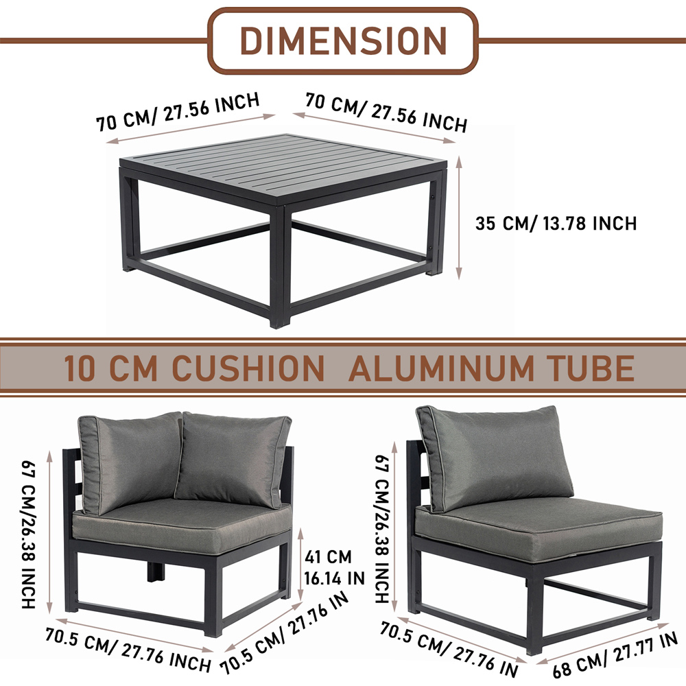 Furniture One 8 Seater L Shape Aluminium Garden Corner Sofa Set Image 3