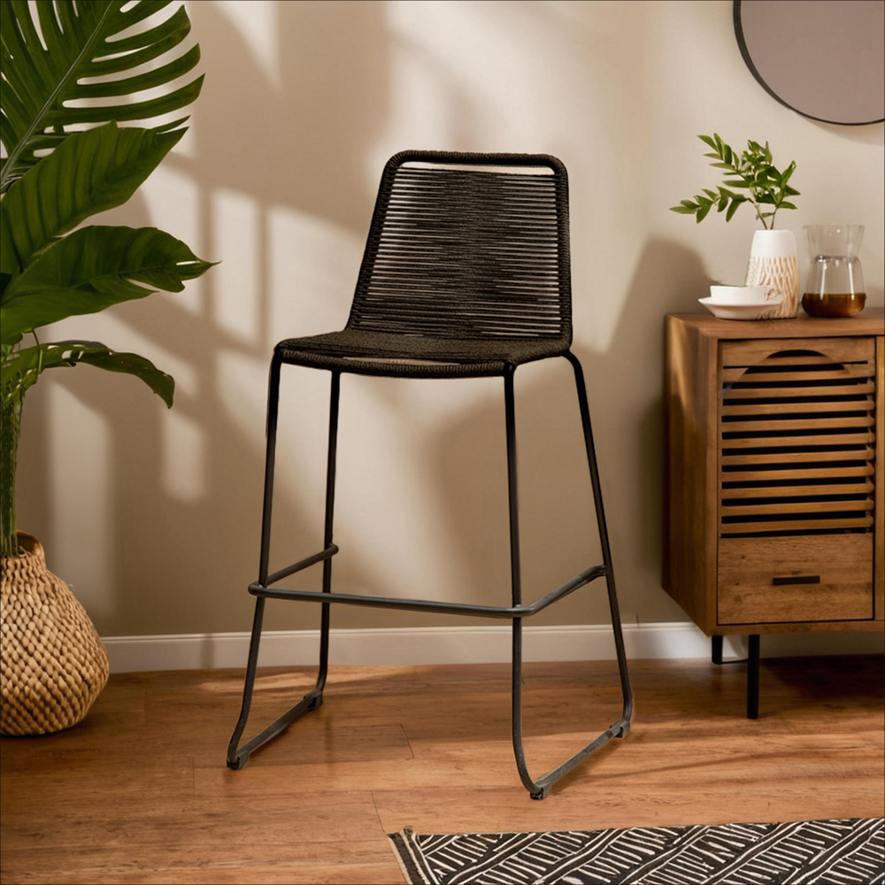 Premier Housewares Sisal Black Rope Bar Chair Image 2
