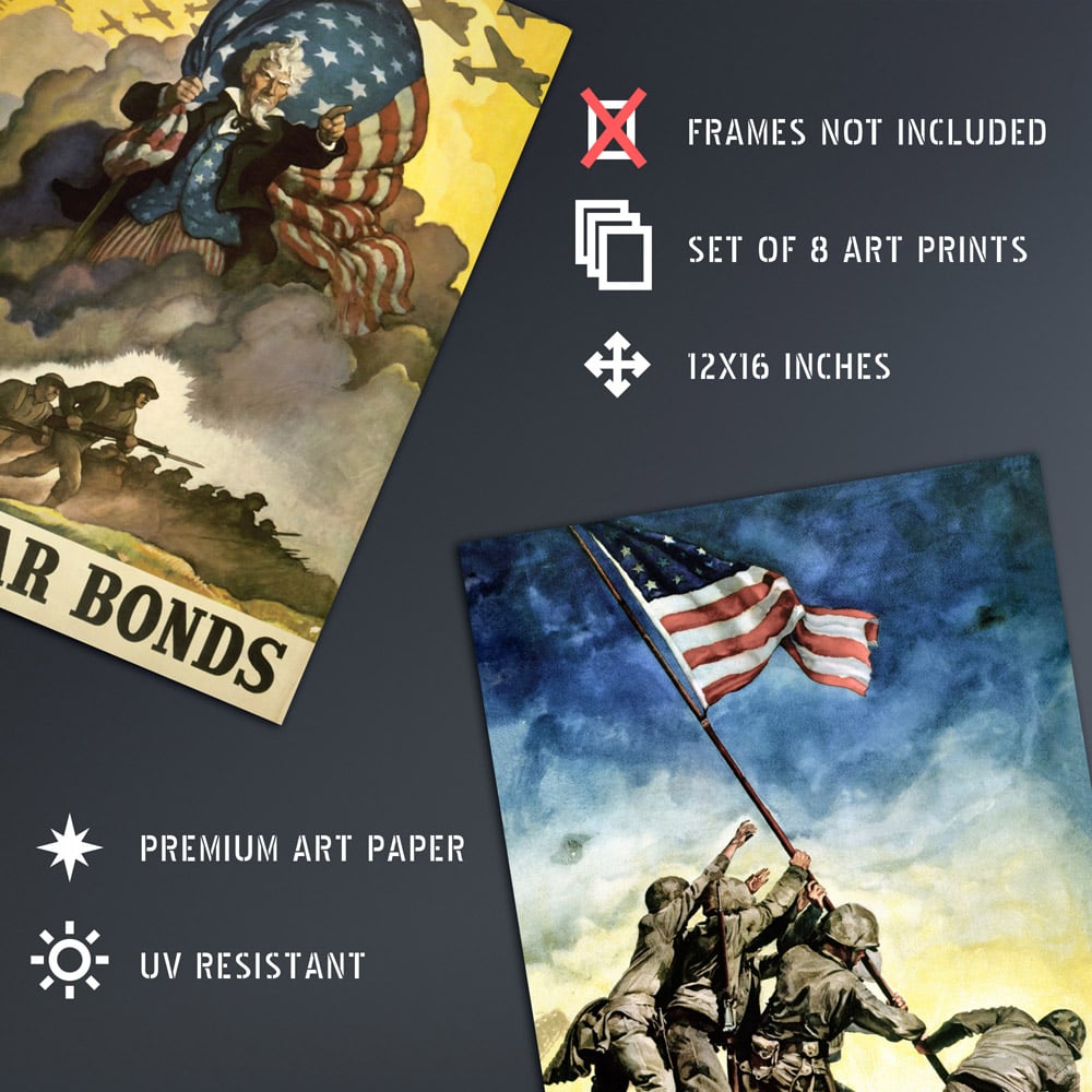 Artery8 USA Vintage Military Recruitment War Bonds Wall Art Print 30 x 41cm 8 Pack Image 4