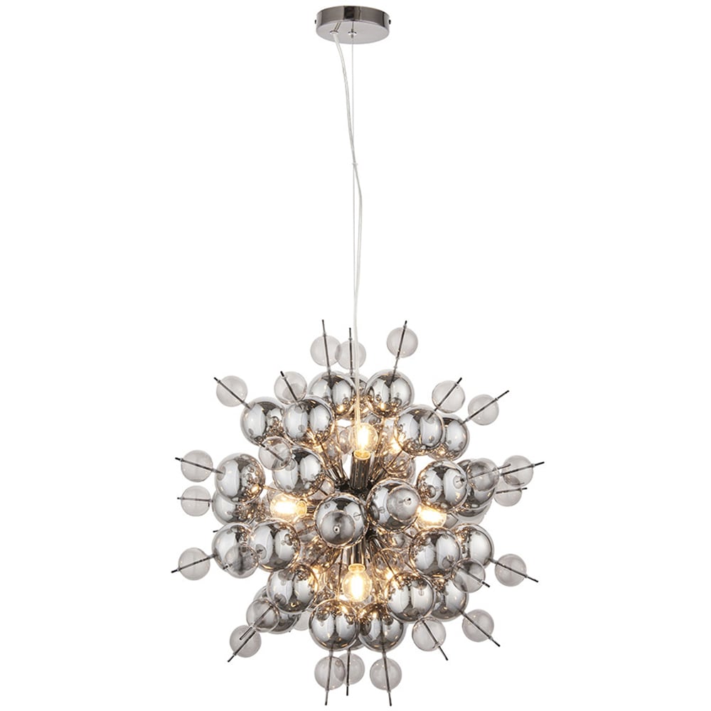 Merano Pavia Tinted Glass Black 9 Light Ceiling Pendant Image 3