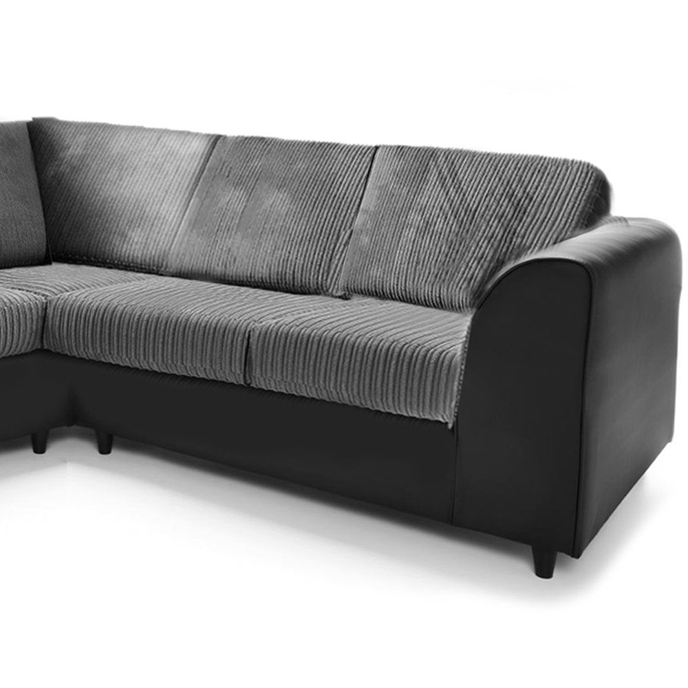 Luxor 5 Seater Black and Grey Jumbo Cord Full Back L Shaped Corner Sofa Set Image 5