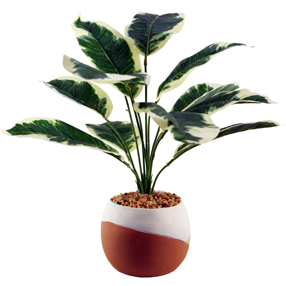 Leaf Pothos Variegated Shrub Artificial Plant in Pot 40cm Image 1