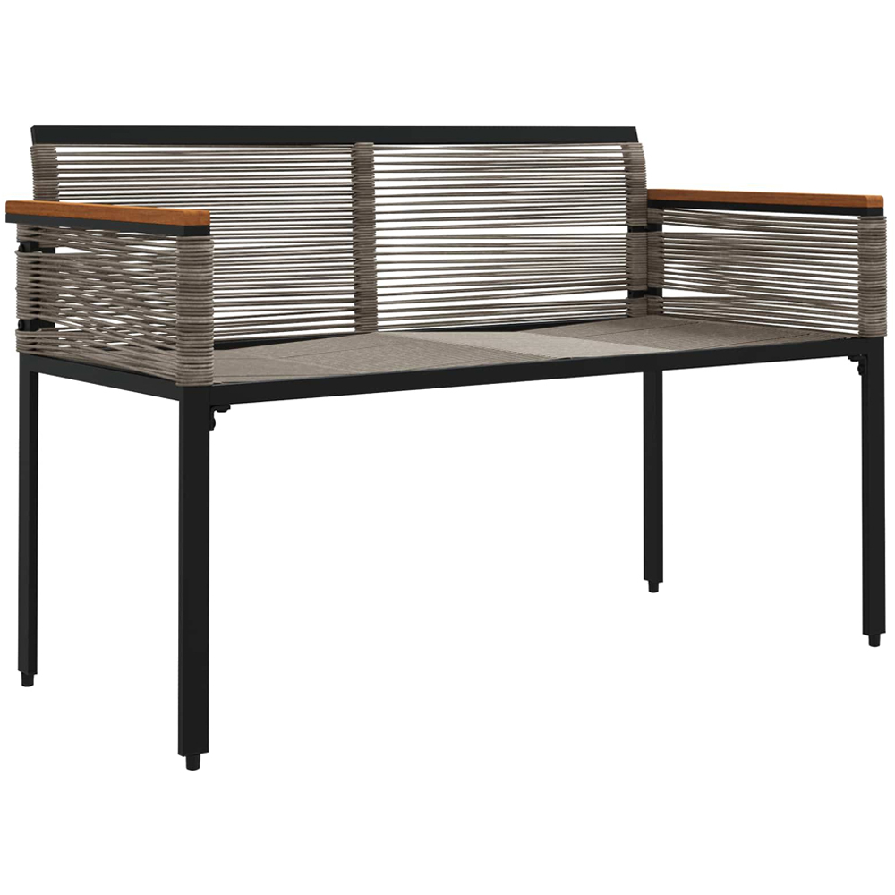 vidaXL Grey and Navy Blue Poly Rattan Garden Bench with Cushion 117 x 54 x 74.5cm Image 3