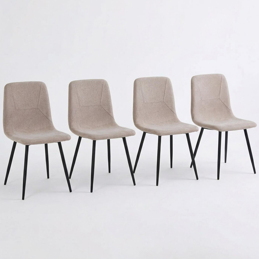 FWStyle Esme Set of 4 Light Brown and Black Linen Upholstered Steel Frame Dining Chair Image 2