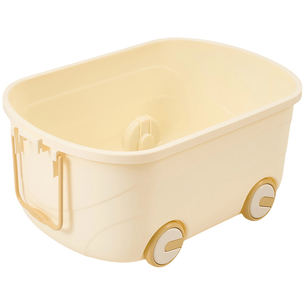 H&O Direct Yellow Plastic Toy Storage Box with Lid and Wheels Image 4