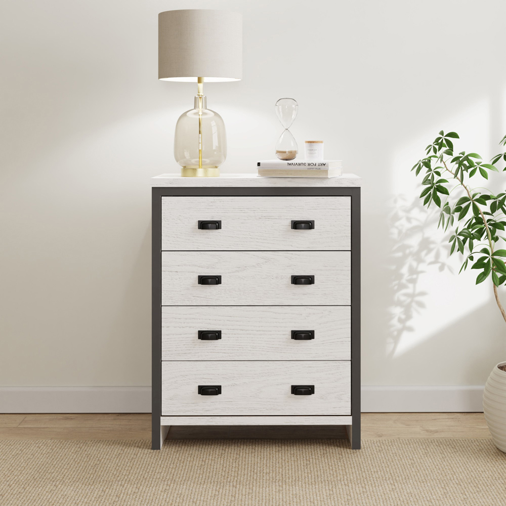 GFW Boston 4 Drawer White Oak Chest of Drawers Image 4