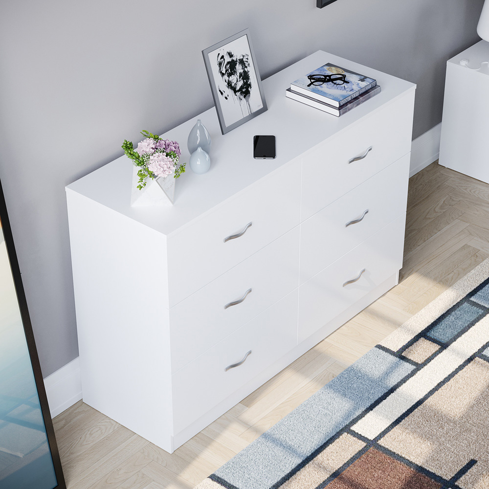 VIDA DESIGNS Riano 6 Drawer White Chest of Drawers with Metal Handles Image 6