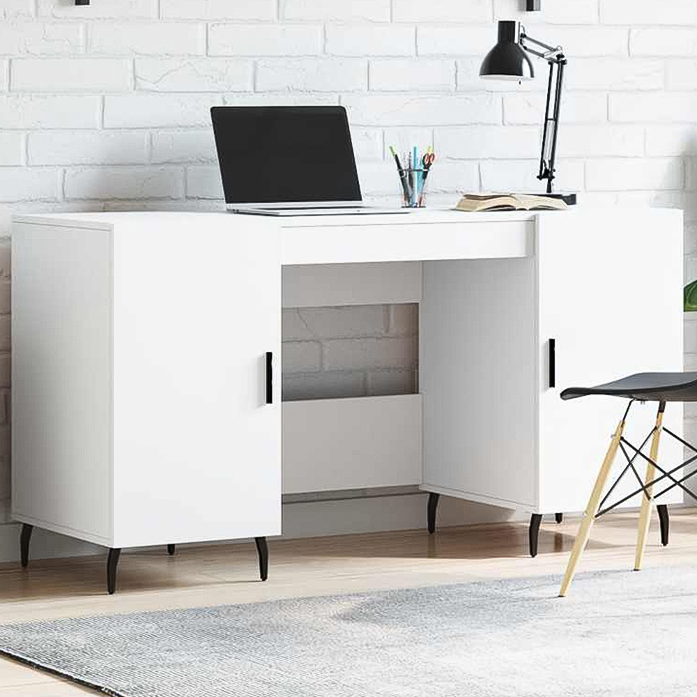 vidaXL 2 Door Computer Desk White Image 1
