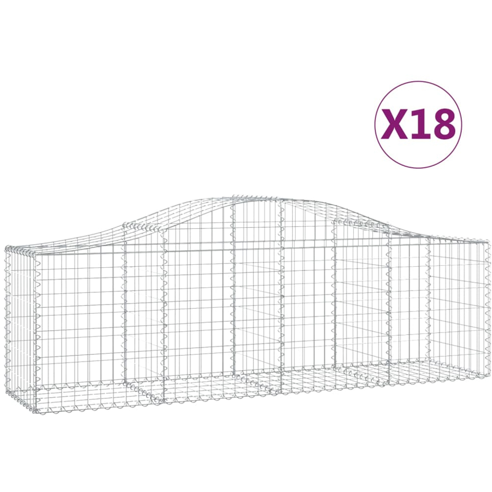 vidaXL Silver Galvanised Iron Gabion Basket 200 x 50 x 60/80cm 18 Pack Image 4