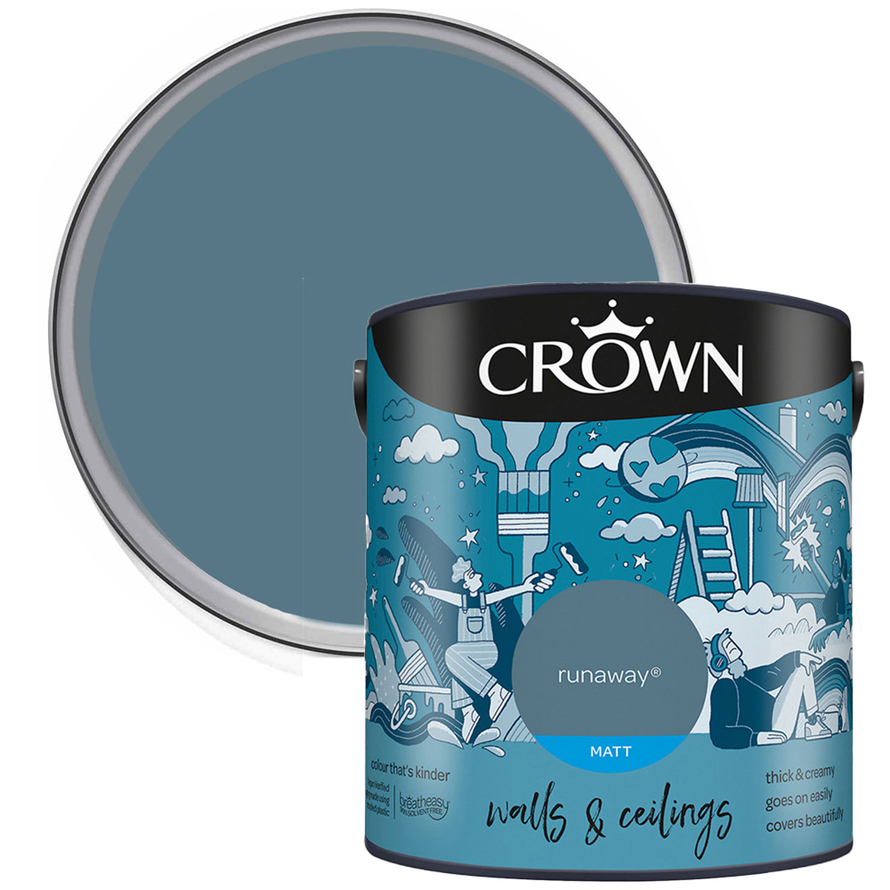 Crown Breatheasy Walls & Ceilings Runaway Matt Emulsion Paint 2.5L Image 1