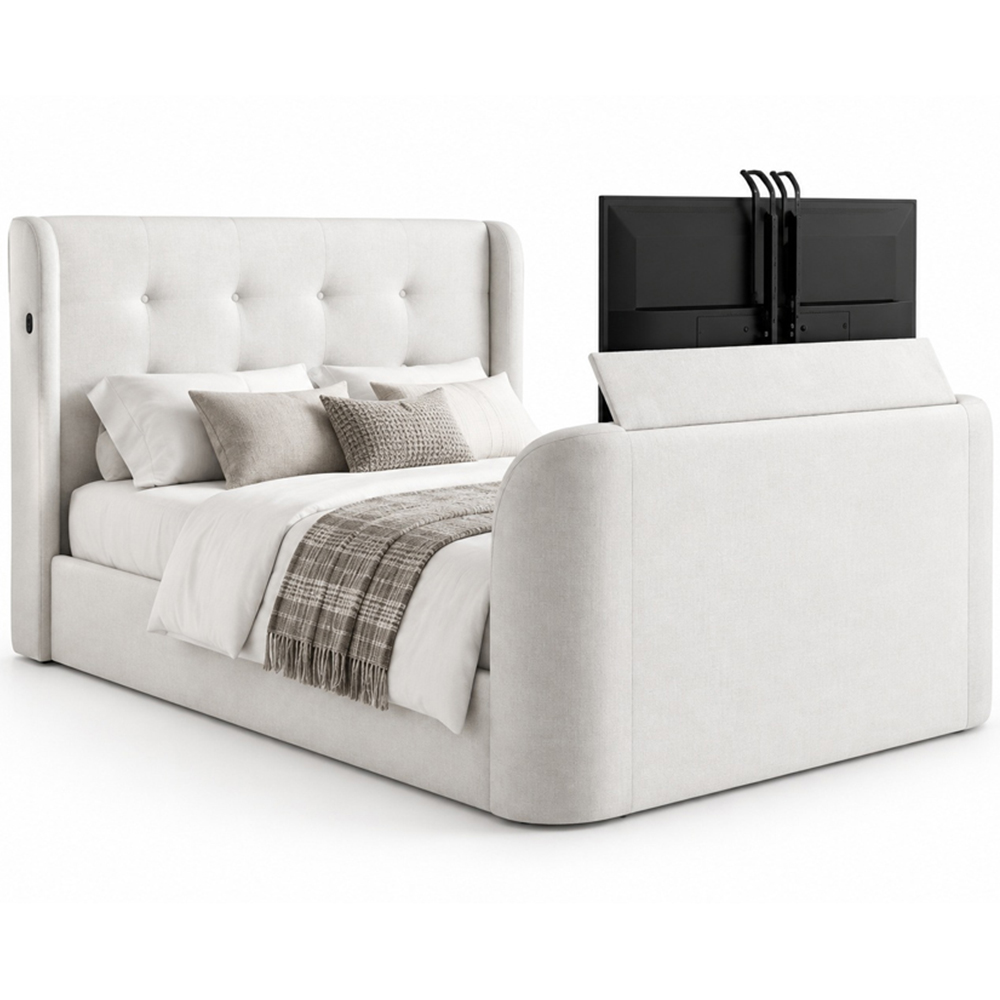 Webb Daniels MediaMax King Size Natural Fabric Ottoman Media TV Bed with 4.1 Soundbar Image 3