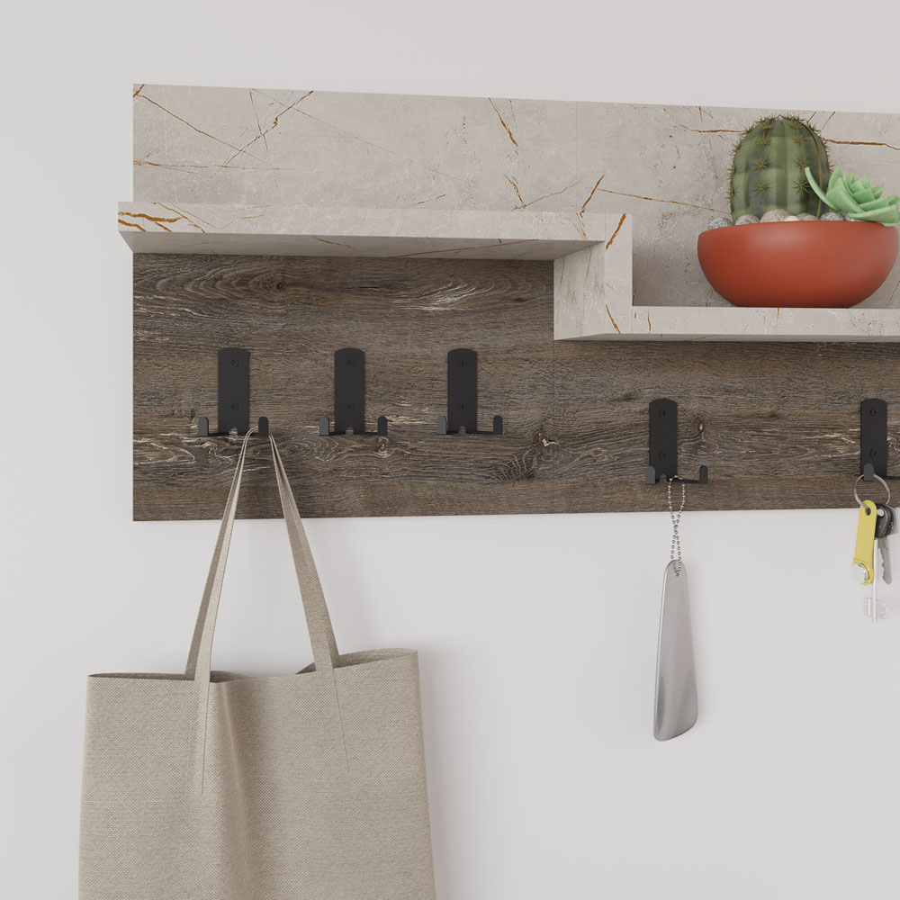 Decortie Harmon Gold Marble Effect and Dark Coffee Wall Mounted Hanger Image 3
