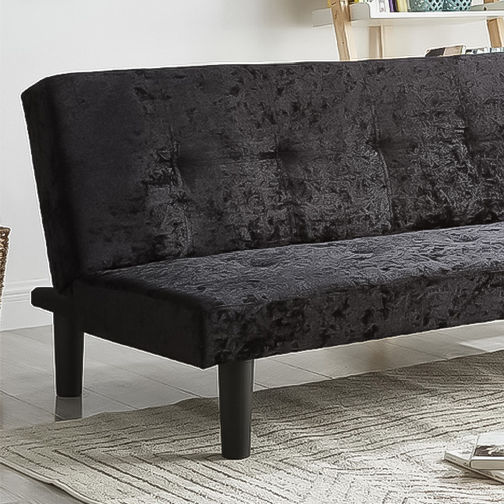 Brooklyn 2 Seater Black Crush Velvet Sofa Bed Image 2