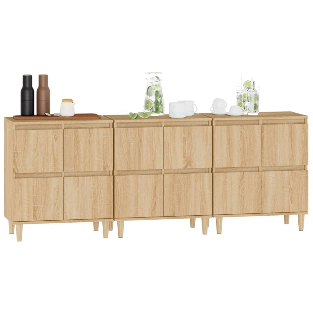 vidaXL 4 Door Sonoma Oak Sideboard Set of 3 Image 3