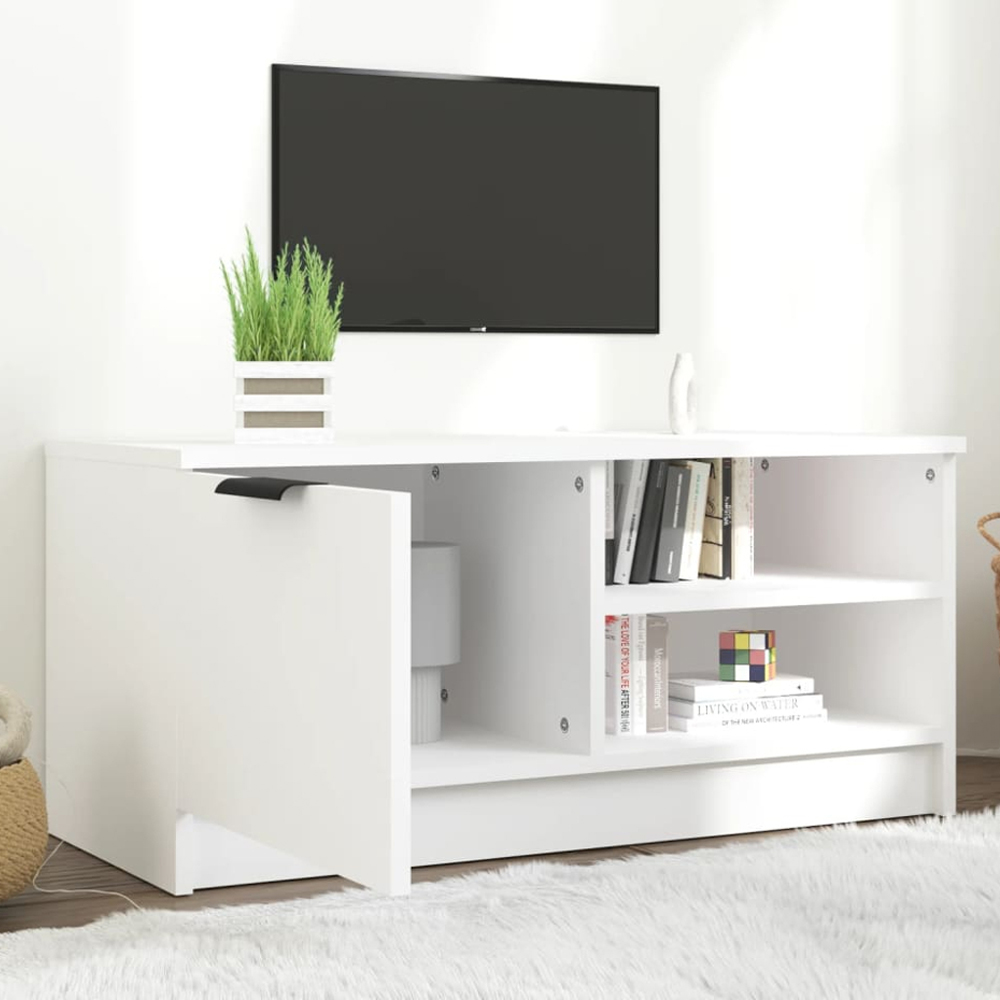 vidaXL Single Door 2 Shelf White TV Cabinet Image 1