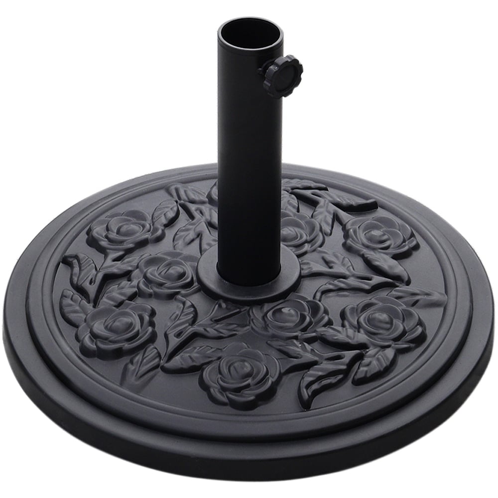 Living and Home Black Floral Pattern Cement Parasol Base 10kg Image 1