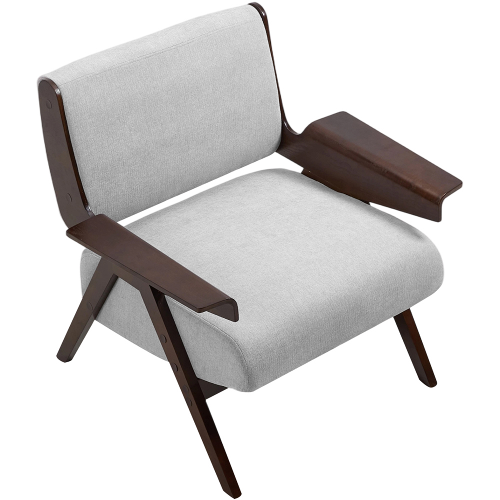 Living and Home Grey Chenille Modern Armchair Image 2
