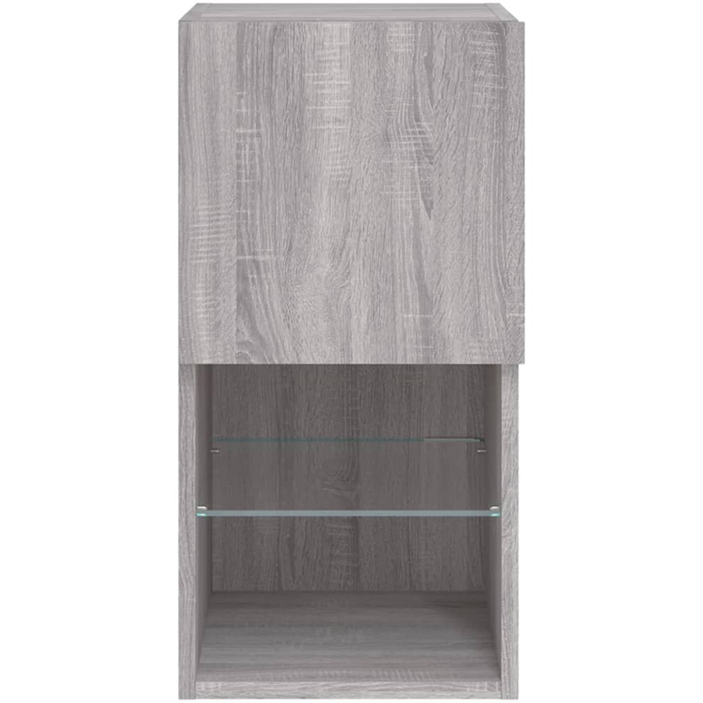 vidaXL Single Door 2 Shelf Grey Sonoma TV Cabinet with LED Lights Set of 2 Image 7