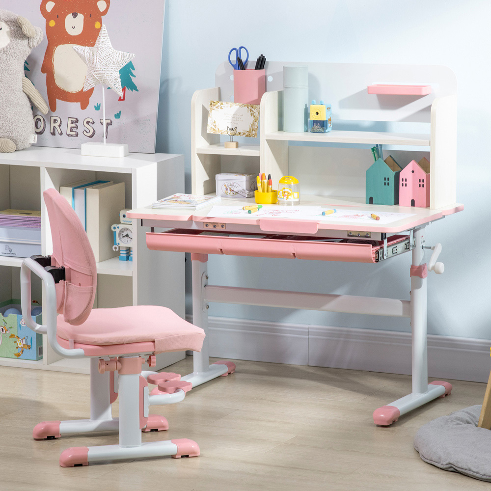 Playful Haven 2 Piece Kids Desk and Chair Set Pink Image 3