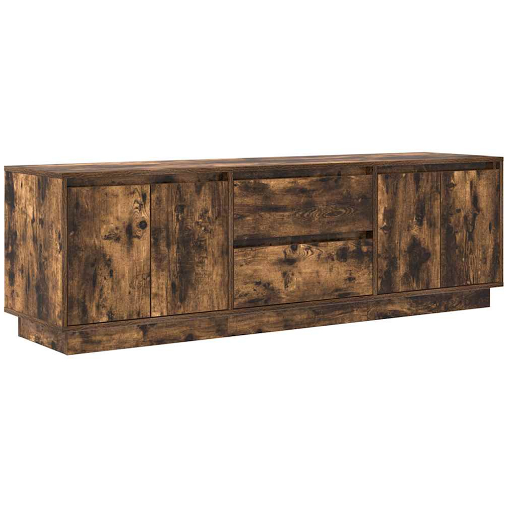vidaXL 4 Door 2 Drawer Smoked Oak LED TV Cabinet Image 3