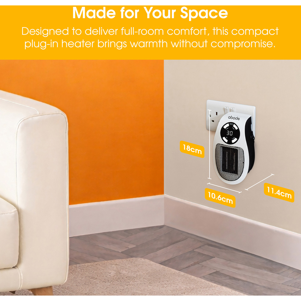 Abode APH1001 White Ceramic Plug-in Heater 500W Image 9