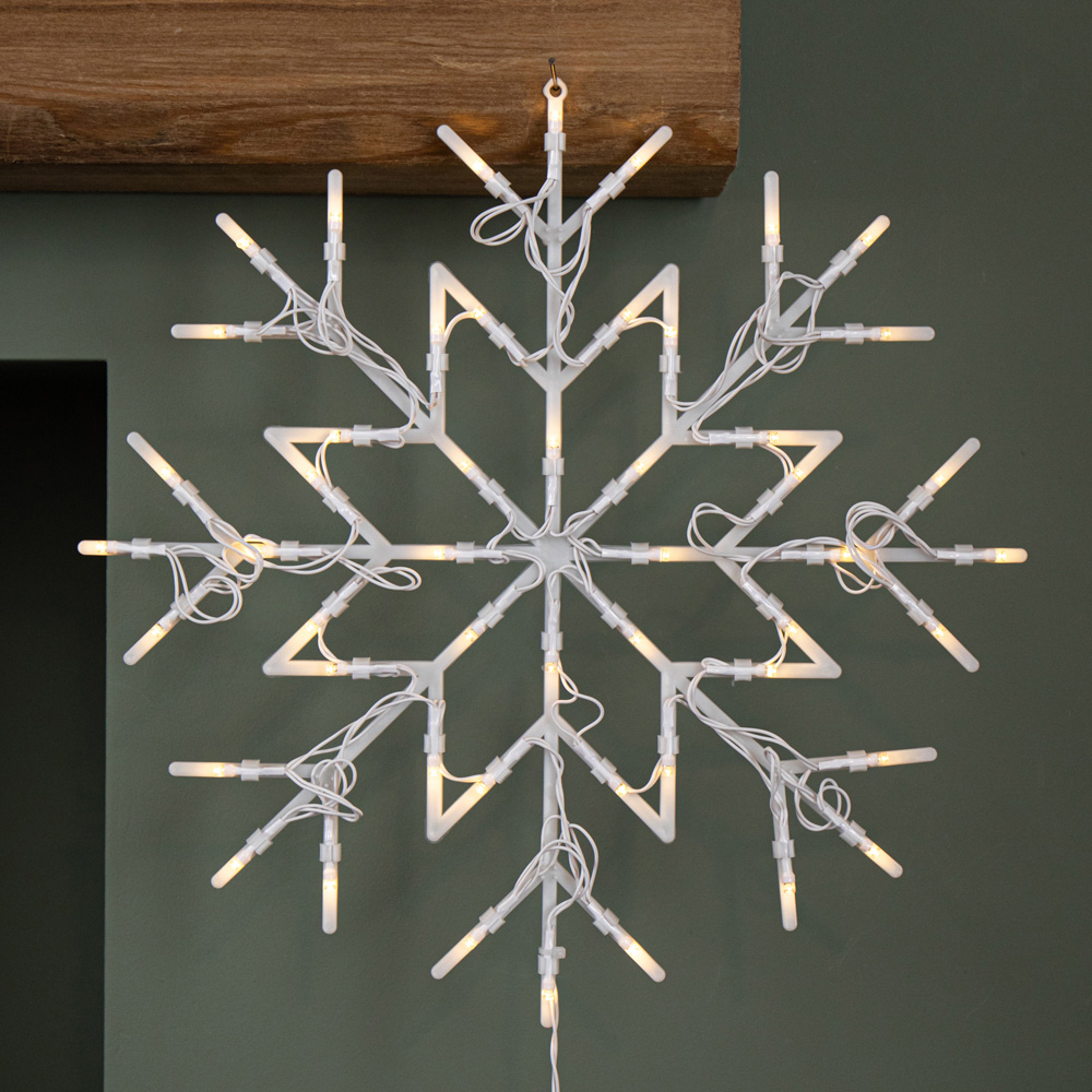 Samuel Alexander 50 Warm White LED Battery Operated Light-Up Snowflake Christmas Decoration 34cm Image 4