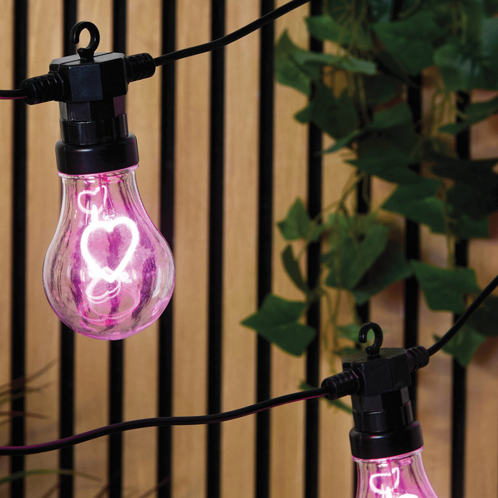 Neon Heart Bulb String Light Pink Image 7
