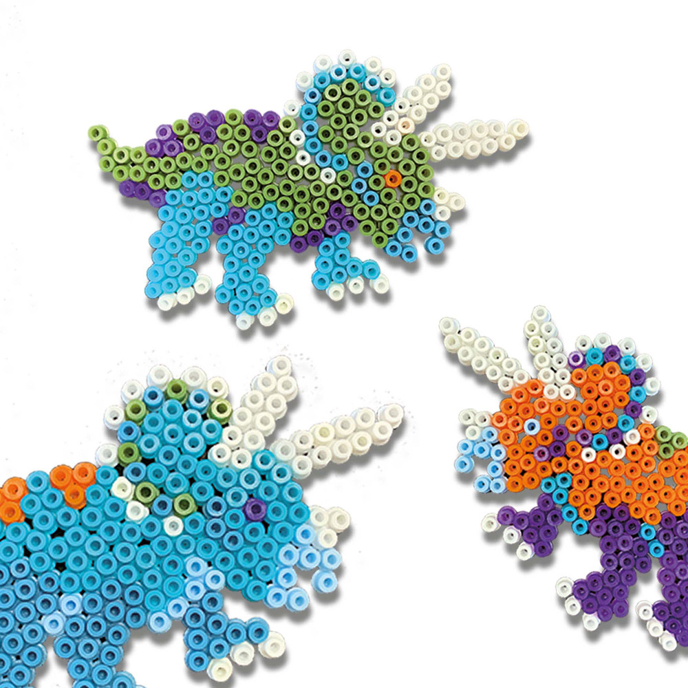SES Creative Green Beedz Triceratops Dinosaur Iron On Bead Set 1200 Piece Image 3