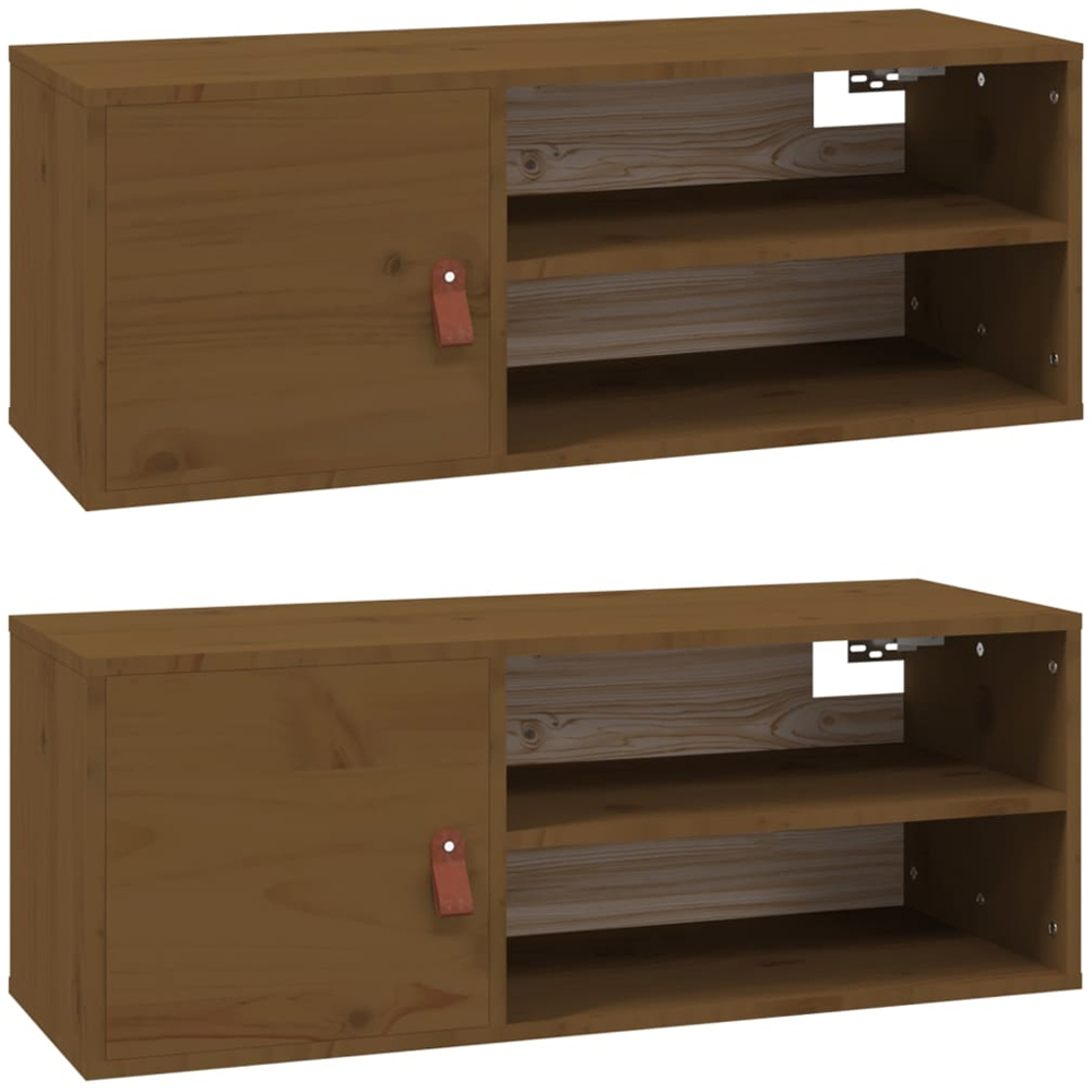 vidaXL Single Door 2 Shelf Brown Wall Cabinet 2 Pack Image 2