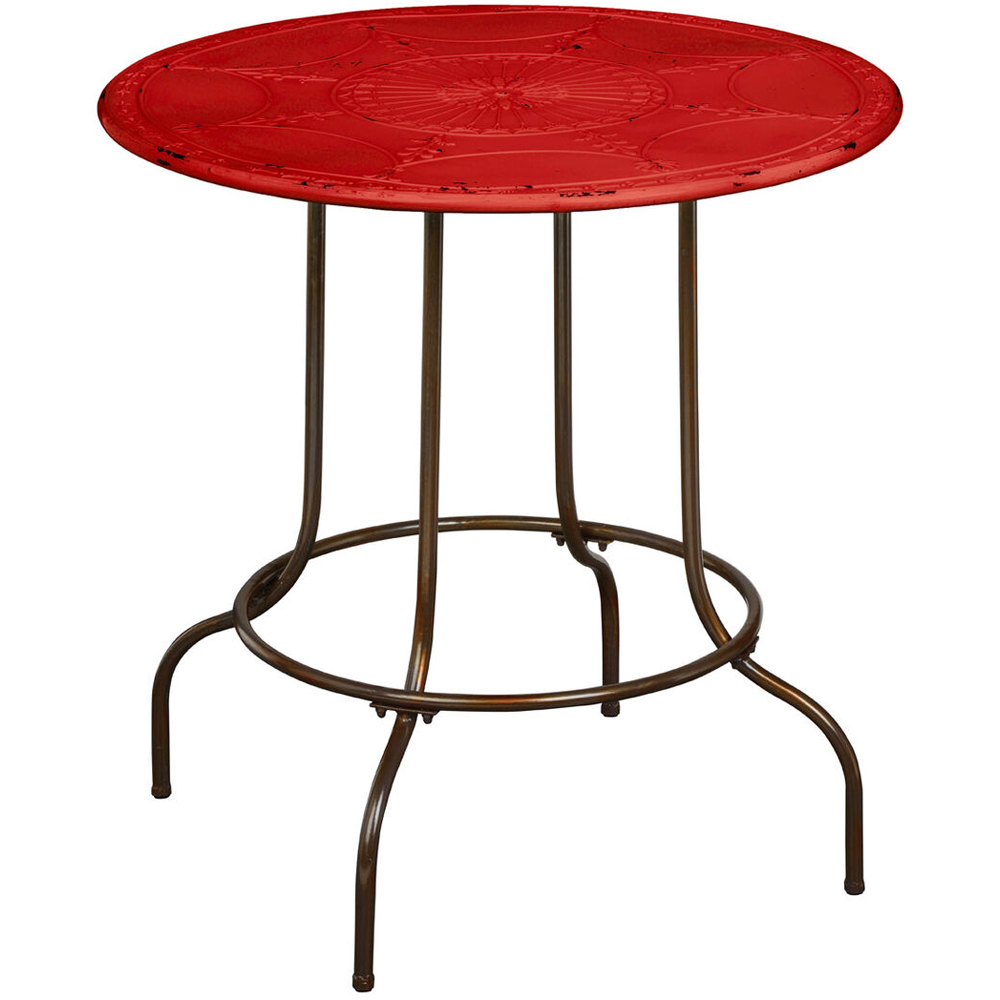 Premier Housewares Artisan Red Metal Round Side Table Image 2