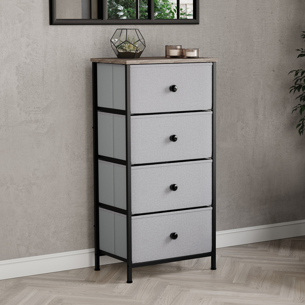 Vida Designs Chorley 4 Drawer Beige and Grey Wood Fabric Chest of Drawer Image 3