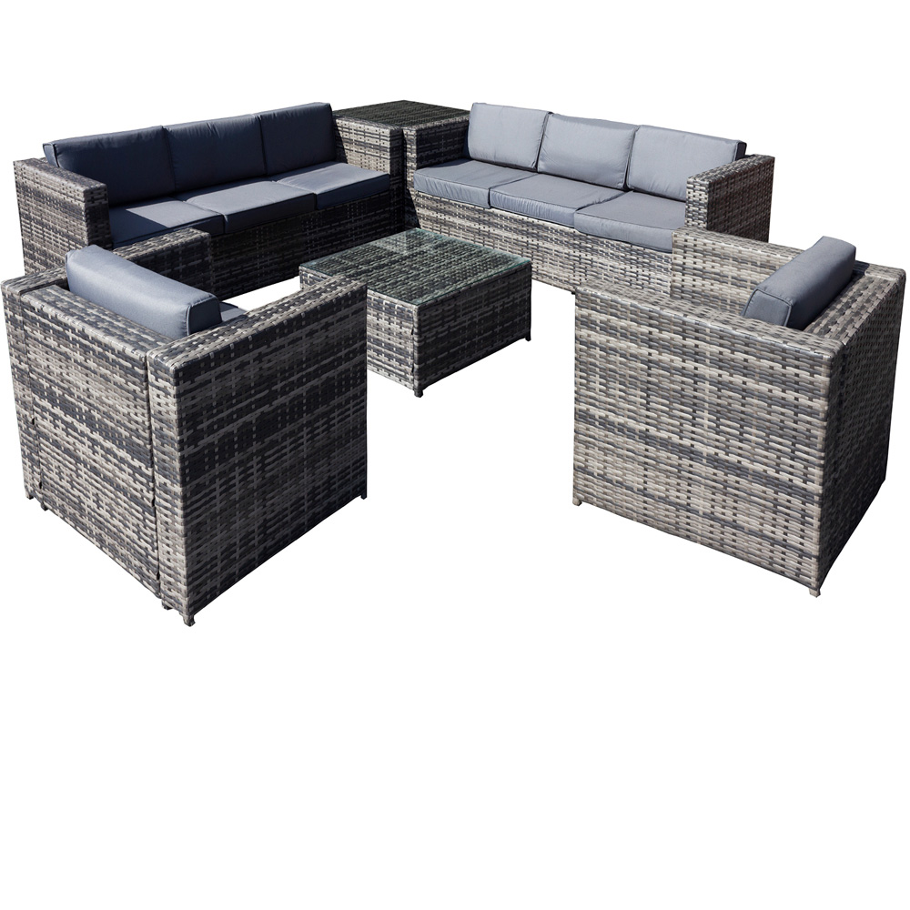 Oseasons Malta 8 Seater Walnut Grey Rattan Corner Sofa Set Image 2