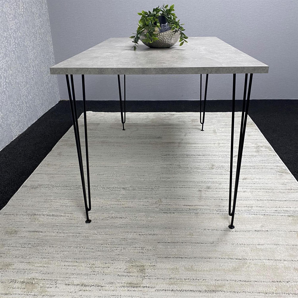Kosy Koala 6 Seater Rectangular Dining Table with Hairpin Legs Stone Grey Image 7